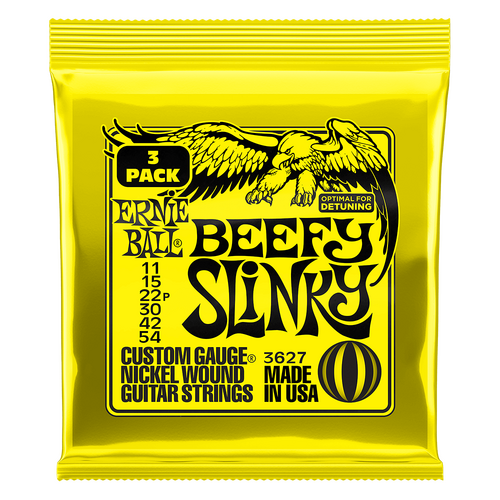 Ernie Ball Beefy Slinky Nickel Wound Electric Guitar Strings 3-Pack 11 54