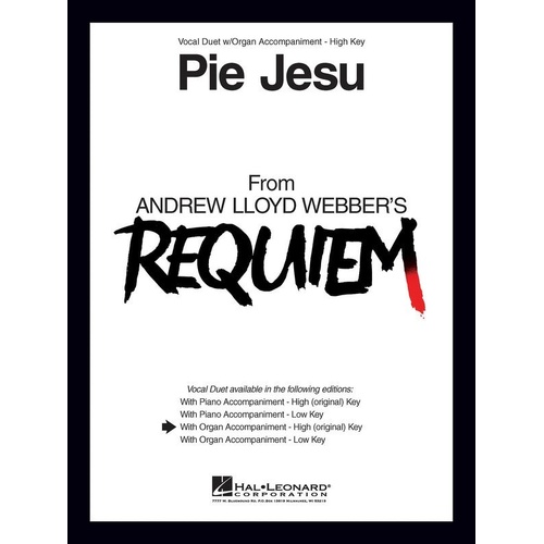 Pie Jesu Vocal Duet for High Voice with Organ Accompaniment - 8 Pages, Hal Leonard