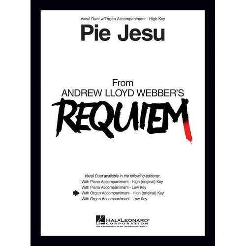 Pie Jesu Vocal Duet High Voice with Organ Accompaniment, Hal Leonard, 8 Pages