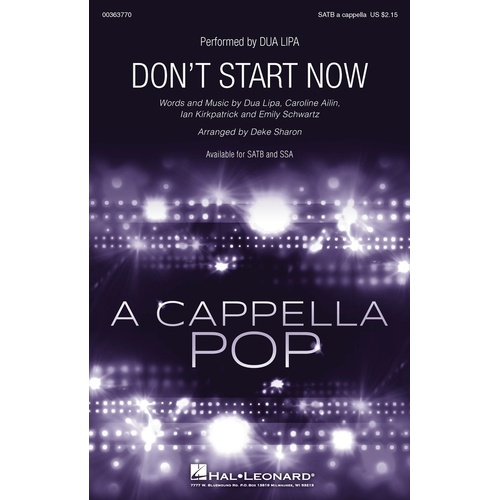 Dont Start Now SATB A Cappella
