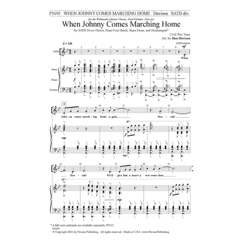 When Johnny Comes Marching Home SATB Divisi
