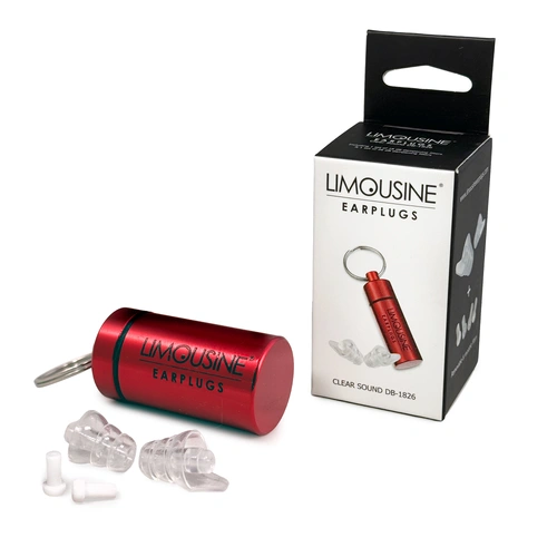 Limousine Clear Sound Earplugs with 18dB and 26dB Filters, Silicone, Dual-Filter Hearing Protection, Stainless Steel Canister