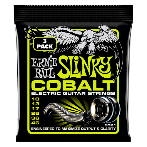Ernie Ball Regular Slinky Cobalt Electric Guitar Strings 3 Pieces Pack, 10-46 Gauge