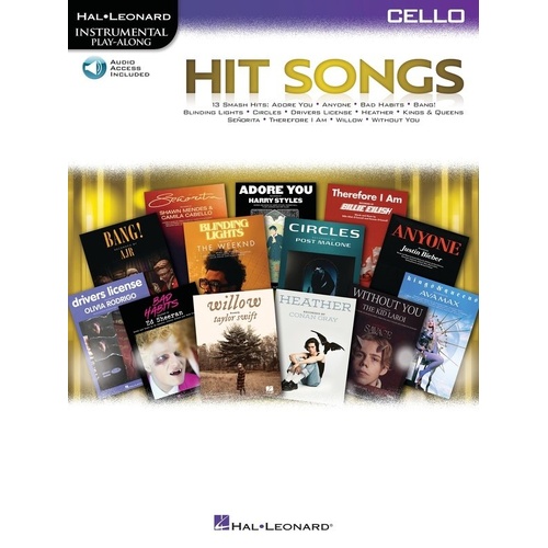 Hit Songs for Cello Book with Online Audio Access