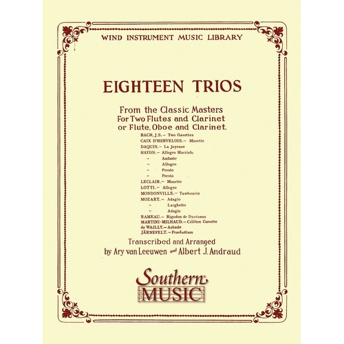 18 Trios From Classic Masters Flute/Ob/Clarinet (Pod) (Music Score/Parts)