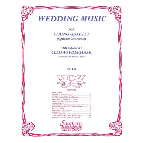 Wedding Music Cello Part (Softcover Book)