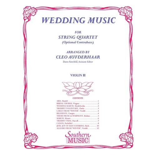 Wedding Music Violin 2 Part (Softcover Book)