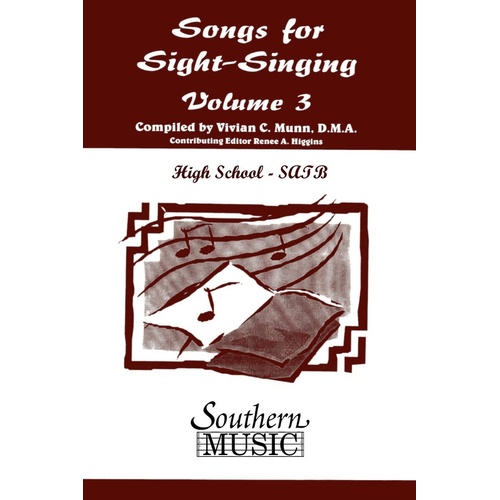 Songs For Sight Singing Vol 3 High School SATB (Octavo)