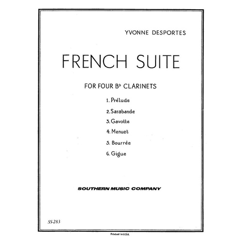Desportes - French Suite For 4 B Flat Clarinets (Music Score/Parts)