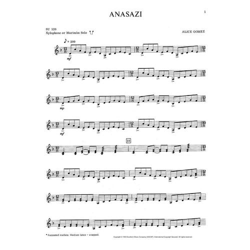 GOMEZ Anasazi Marimba Solo (POD) - Tuned Percussion Sheet Music by Southern Music Co.