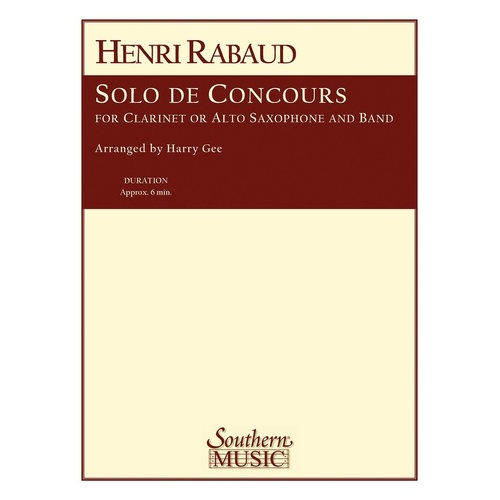 Solo De Concours Clarinet Or Alto Sax/Concert Band 4 Score/Parts (Pod) (Music Score/Parts)