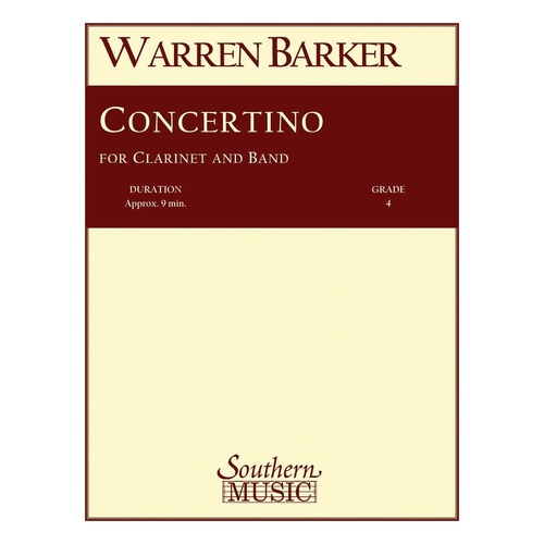 Barker - Concertino For Clarinet And Band Score/Parts (Pod) (Music Score/Parts)