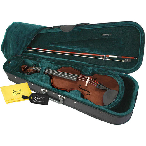 Enrico Student Extra Viola Outfit - 12in with Lightweight Case, FPS Brazilwood Bow, Rosin, Polishing Cloth, Name Tag