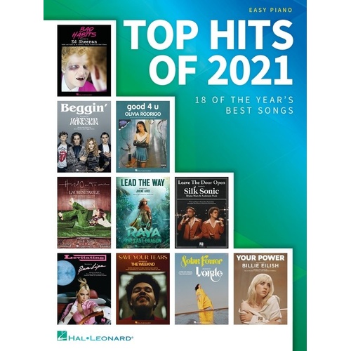 Top Hits of 2021 Easy Piano Songbook with Lyrics