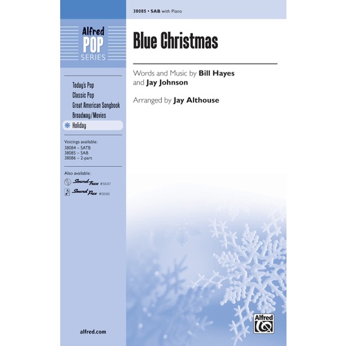 Blue Christmas SAB Choral Sheet Music for 3 Part Mixed Voices