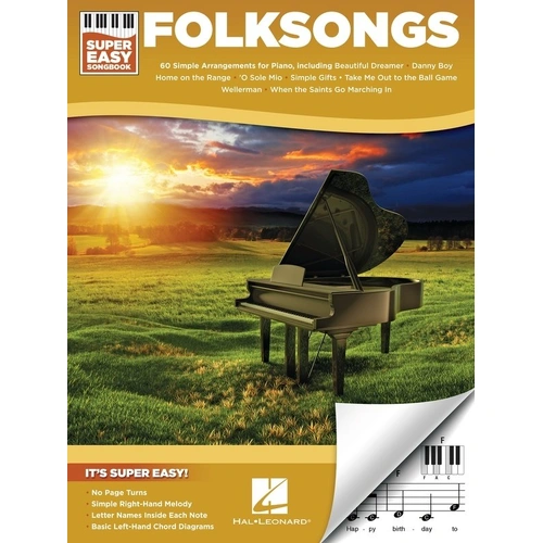Folksongs Super Easy Songbook - 60 Arrangements for Piano with Lyrics and Chord Diagrams