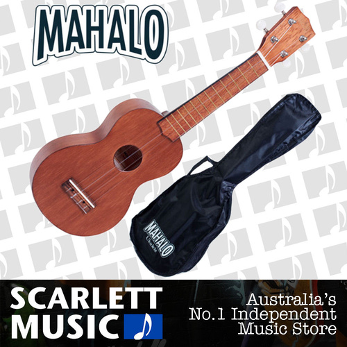 MAHALO Wooden Soprano Uke Ukulele & Bag Kahiko Series MK-1TBR *BRAND NEW*