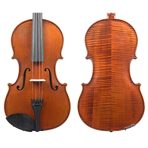 Gliga Vasile Christian Viola No.5 16.5in Handmade with High Flame, Ebony Components, Thomastik Strings, Stradivari Pattern