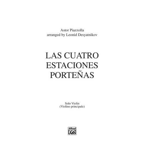Las Cuatro Estaciones Portenas - Violin Part