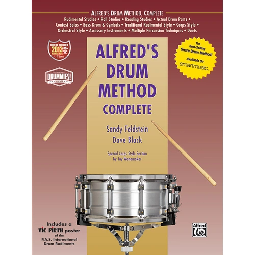 Alfred's Drum Method Complete Book & Poster with Vic Firth P.A.S. International Drum Rudiments