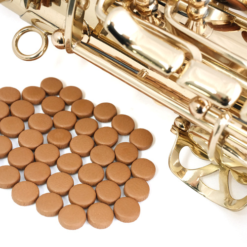 Tan Leather Sax Pad, Full Card 10mm Thickness, Regular Felt