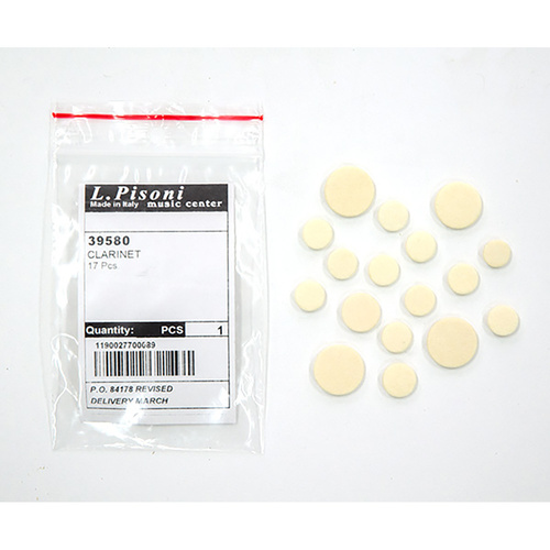 Mypad Italy Clarinet Pad Set (17pc) for Orsi Bb Clarinet System - Double Bladder, Transparent, Regular Felt