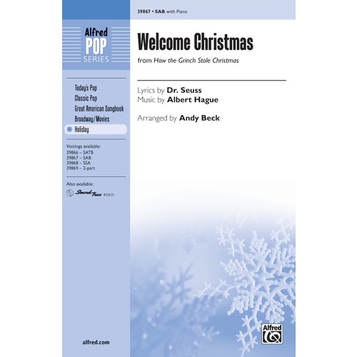 Welcome Christmas SAB Choral Sheet Music for 3 Part Mixed Voices