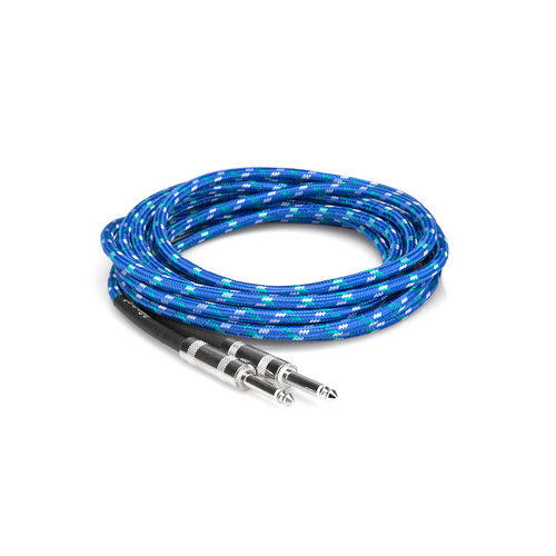 Hosa Cloth Guitar Cable, Hosa Straight to Same, 18 ft, BU/GN/WH
