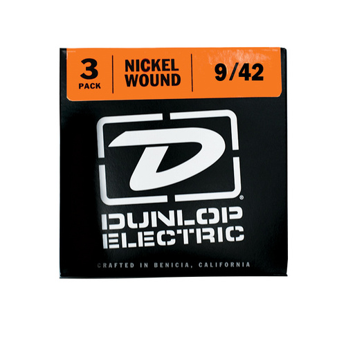 JIM DUNLOP Electric Guitar Strings 3 Pack Light 09-42 Nickel Wound