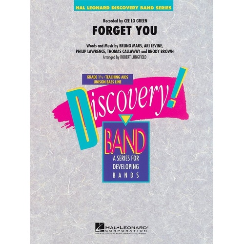 Forget You Discovery Concert Band Arrangement for Young Players
