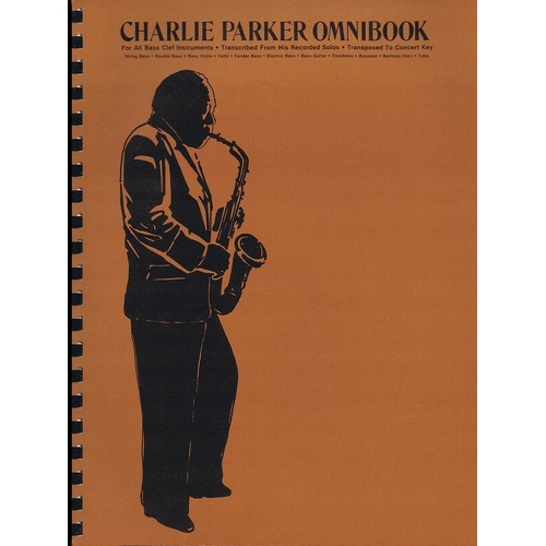 Charlie Parker Omnibook for Bass Clef Instruments, 142 Pages, Spiral-Bound, Includes 60 Solos, Transcribed by Jamey Aebersold and Ken Slone