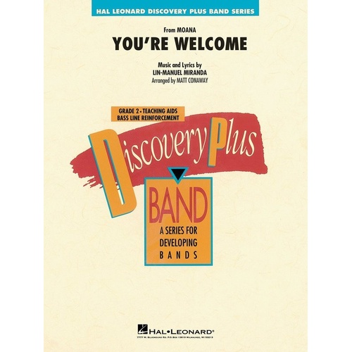 You're Welcome (from Moana) - Hal Leonard Concert Band Sheet Music
