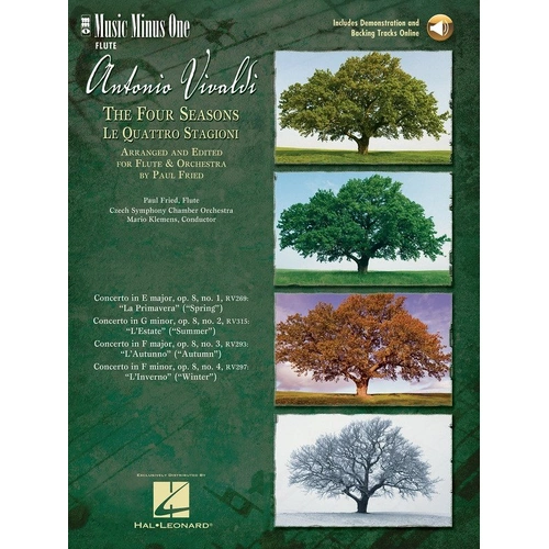 Vivaldi - The Four Seasons for Flute BK/OLA, Music Minus One, 48 Pages, Includes Solo Part & Online Audio Access