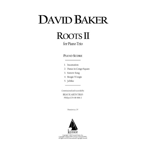 Baker - Roots Ii For Piano Trio Full Score (Pod) (Music Score)