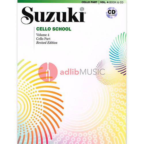 Suzuki Cello School Book Volume 4 with CD by Tsuyoshi Tsutsumi International Edition Summy Birchard 40706