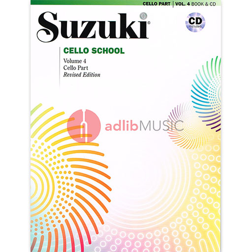 Suzuki Cello School Book Volume 4 with CD - International Edition Summy Birchard 40706