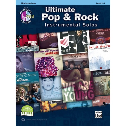 Ultimate Pop & Rock Instrumental Solos for Alto Saxophone Book/CD - Various - Alfred Music