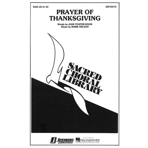 Prayer Of Thanksgiving SAB (Octavo)