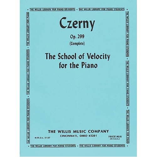 Czerny School of Velocity Op. 299 Complete for Piano, 100 Pages, Published by Willis Music