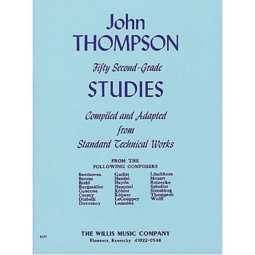 Fifty Second Grade Studies for Piano, Edited by John Thompson, 52 Pages, Published by Willis Music