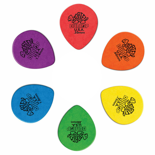6 x Jim Dunlop Tortex Tear Drop Variety Gauge Guitar Picks Teardrop 413R