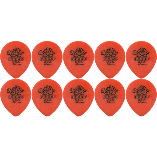 10 x Jim Dunlop Tortex Tear Drop .60MM Gauge Guitar Picks 413R
