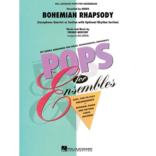 Bohemian Rhapsody Saxophone Quartet AATB - Hal Leonard, Pops For Ensembles Level 2.5