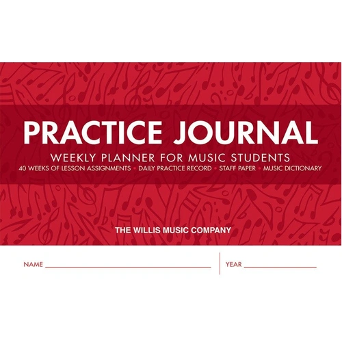 Willis Practice Journal for Music Students - 40 Weeks of Assignments, Daily Record, Staff Paper, Music Dictionary, 48 Pages