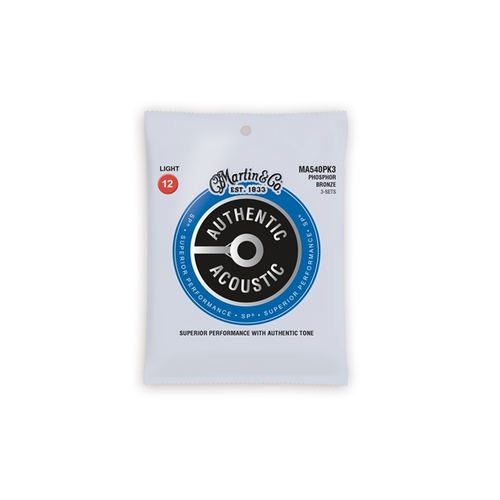 Martin Strings : Martin Authentic 3 Pack Light 12-54 92/8
