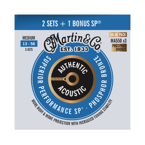 Martin Authentic Medium 13-56 Strings Promo 3-Pack