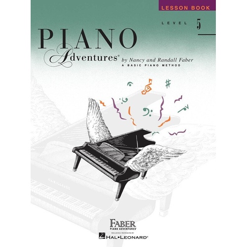 Piano Adventures Level 5 Lesson Book by Faber - 56 Pages, Features Circle of 5ths, Cadences, Minor Scales, Octaves, Arpeggios and More