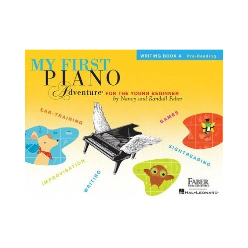 My First Piano Adventure Writing Book A by Faber Piano Adventures, 64 pages, piano theory, rhythm and melody activities for young children.