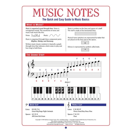 Music Notes Quick and Easy Guide To Music Basics (Chart Only)
