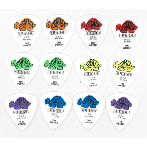 12 x Jim Dunlop Tortex Wedge Guitar Picks Mixed Gauges 424R Free Shipping